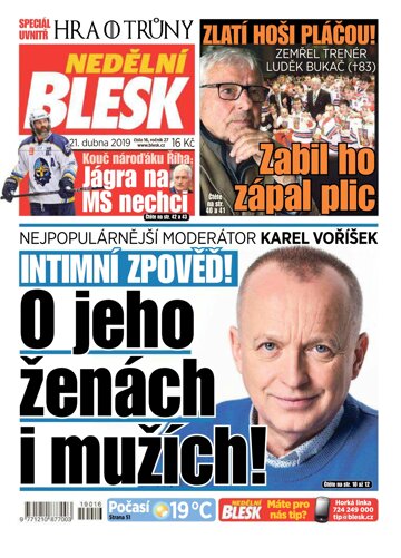 Obálka e-magazínu Nedělní Blesk 21.4.2019