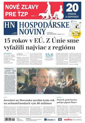 Obálka e-magazínu Hospodárske noviny 30.04.2019