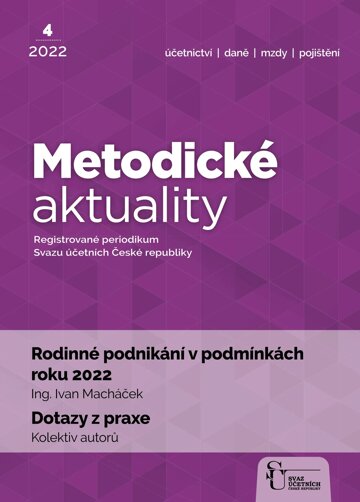 Obálka e-magazínu Metodické aktuality Svazu účetních 4/2022