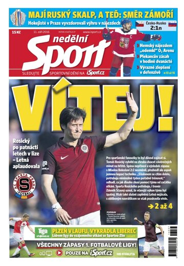 Obálka e-magazínu Nedělní Sport 11.9.2016