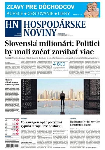 Obálka e-magazínu Hospodárske noviny 03.07.2017