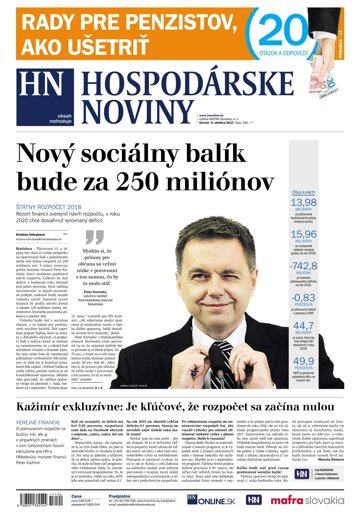 Obálka e-magazínu Hospodárske noviny 05.10.2017