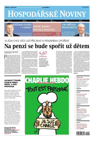 Obálka e-magazínu Hospodářské noviny 009 - 14.1.2015