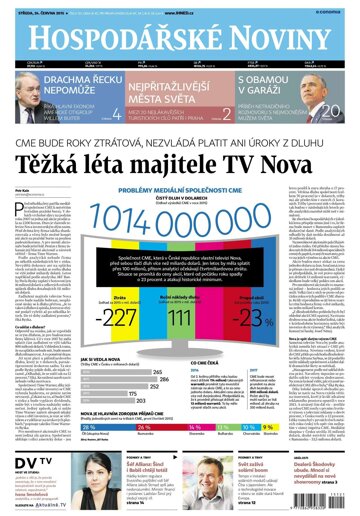 Obálka e-magazínu Hospodářské noviny 121 - 24.6.2015