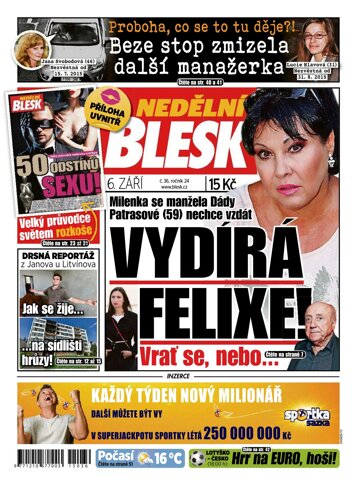 Obálka e-magazínu Nedělní Blesk 6.9.2015