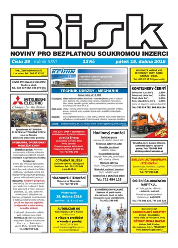 Obálka e-magazínu Risk 29/2016