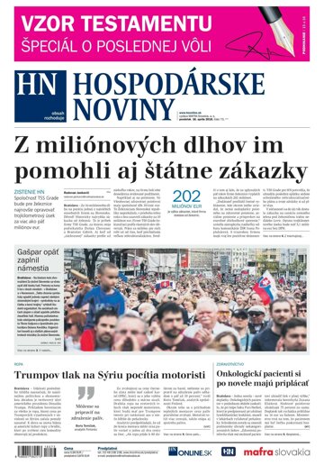 Obálka e-magazínu Hospodárske noviny 16.04.2018