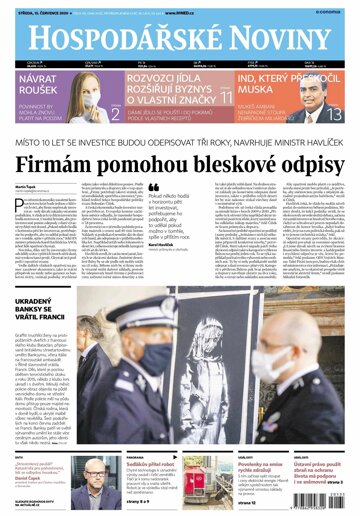 Obálka e-magazínu Hospodářské noviny 135 - 15.7.2020