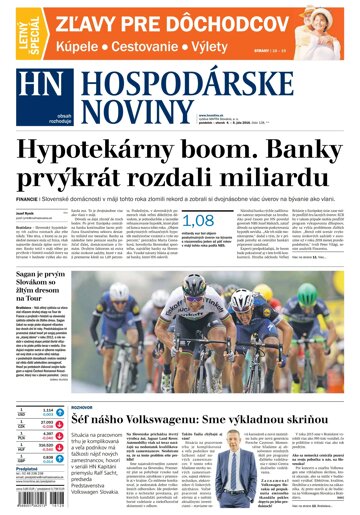 Obálka e-magazínu Hospodárske noviny 04.07.2016