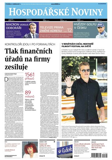 Obálka e-magazínu Hospodářské noviny 168 - 31.8.2017