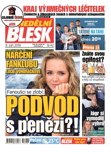 Obálka e-magazínu Nedělní Blesk 9.9.2018