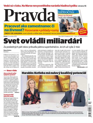 Obálka e-magazínu Pravda 20. 11. 2019
