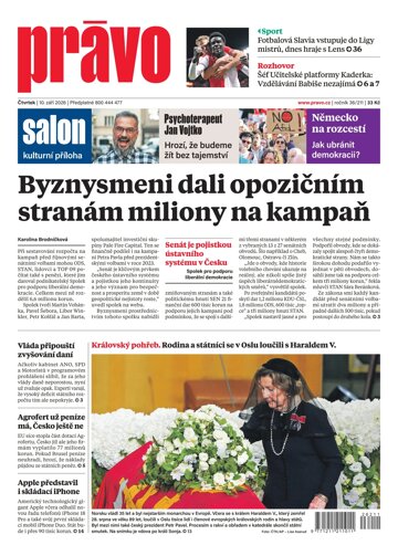 Obálka e-magazínu Deník Právo 10.9.2026