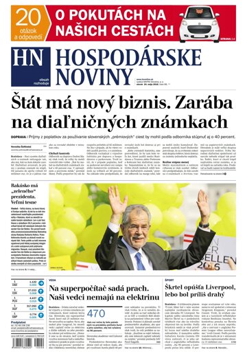 Obálka e-magazínu Hospodárske noviny 24.05.2016