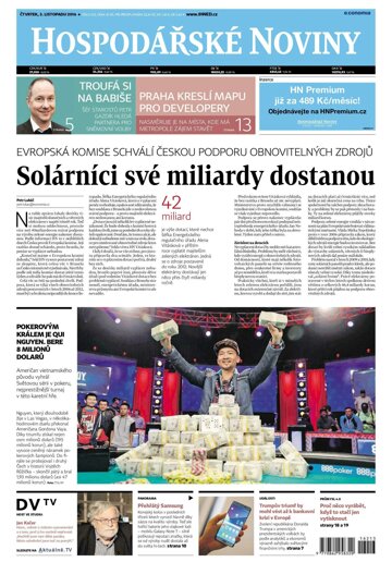 Obálka e-magazínu Hospodářské noviny 213 - 3.11.2016