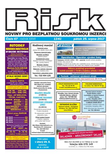 Obálka e-magazínu Risk 67/2017