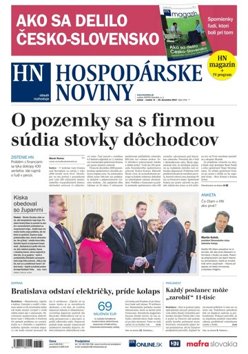 Obálka e-magazínu Hospodárske noviny 08.12.2017