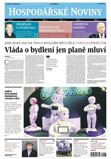 Obálka e-magazínu Hospodářské noviny 007 - 10.1.2019