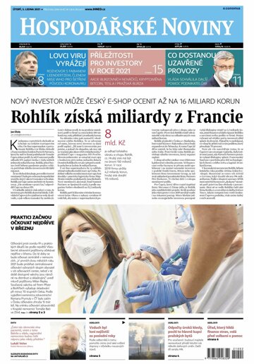 Obálka e-magazínu Hospodářské noviny 002 - 5.1.2021