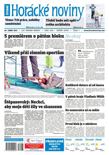 Obálka e-magazínu Horácké Noviny Úterý 24.1.2017 č. 007