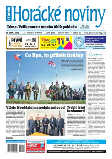 Obálka e-magazínu Horácké Noviny 16/2025