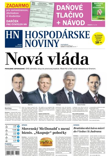 Obálka e-magazínu Hospodárske noviny 14.3.2016