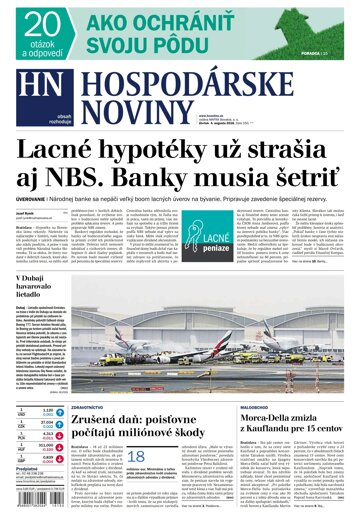 Obálka e-magazínu Hospodárske noviny 04.08.2016