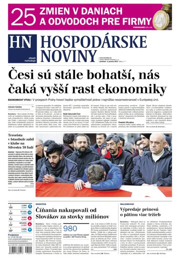 Obálka e-magazínu Hospodárske noviny 02.01.2016