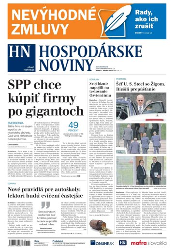 Obálka e-magazínu Hospodárske noviny 07.08.2019