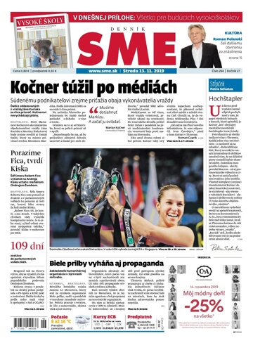 Obálka e-magazínu SME 13.11.2019