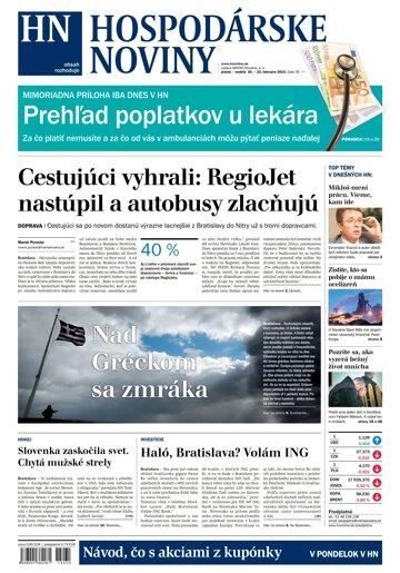 Obálka e-magazínu Hospodárske noviny 20.02.2015