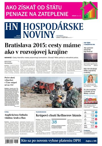 Obálka e-magazínu Hospodárske noviny 17.08.2015
