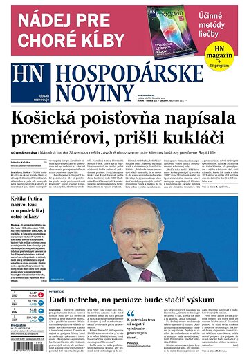 Obálka e-magazínu Hospodárske noviny 16.06.2017