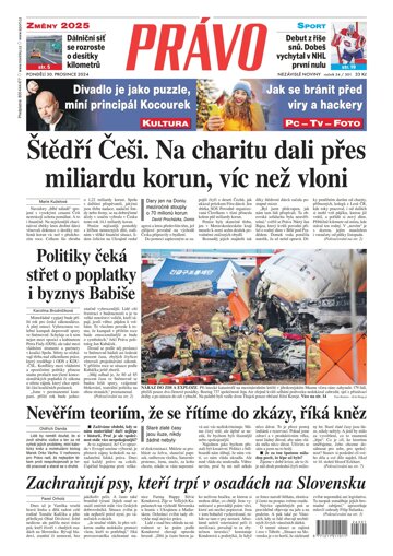 Obálka e-magazínu Deník Právo 30.12.2024
