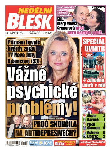 Obálka e-magazínu Nedělní Blesk 14.9.2025
