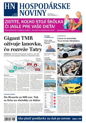 Obálka e-magazínu Hospodárske noviny 15.04.2015