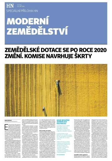 Obálka e-magazínu Hospodářské noviny - příloha 182 - 20.9.2018 příloha Moderní zemědělství
