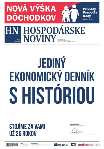 Obálka e-magazínu Hospodárske noviny 02.09.2019