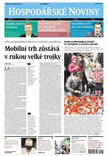 Obálka e-magazínu Hospodářské noviny 222 - 18.11.2020