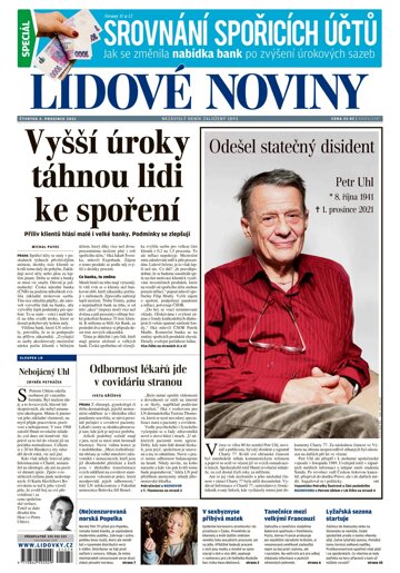 Obálka e-magazínu Lidové noviny 2.12.2021