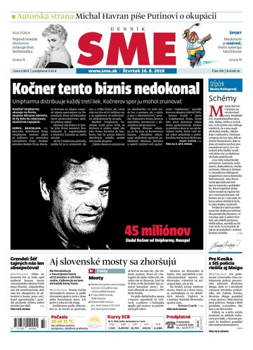 Obálka e-magazínu SME 16.8.2018