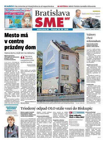 Obálka e-magazínu SME MY Bratislava 26/10/2018