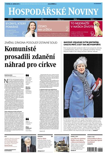Obálka e-magazínu Hospodářské noviny 017 - 24.1.2019
