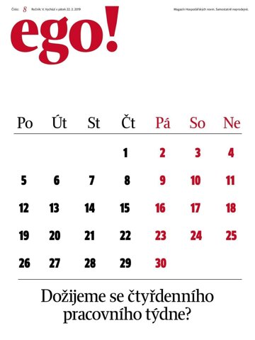 Obálka e-magazínu Hospodářské noviny - příloha Ego! 038 - 22.2.2019 Ego!