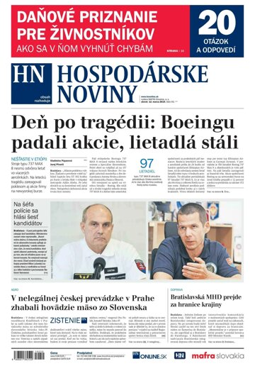 Obálka e-magazínu Hospodárske noviny 12.03.2019