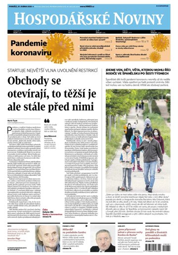Obálka e-magazínu Hospodářské noviny 081 - 27.4.2020