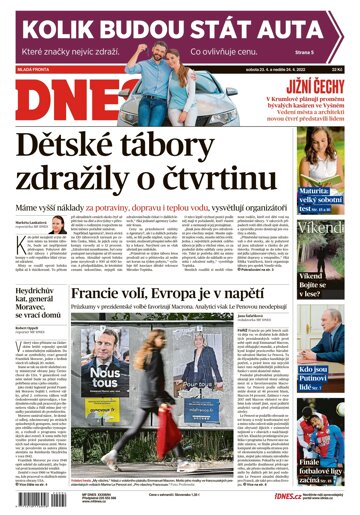 Obálka e-magazínu MF DNES Jižní Čechy - 23.4.2022