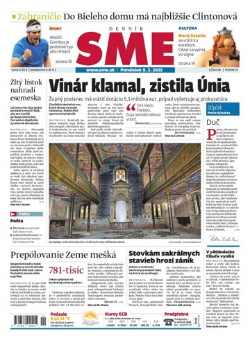 Obálka e-magazínu SME 9.3.2015