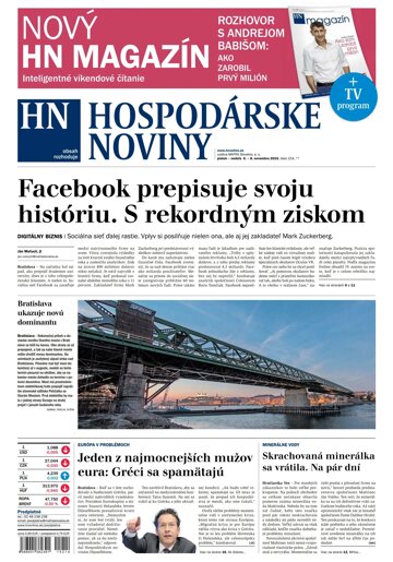 Obálka e-magazínu Hospodárske noviny 06.11.2015