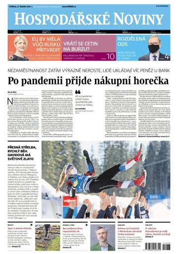 Obálka e-magazínu Hospodářské noviny 17.2.2021